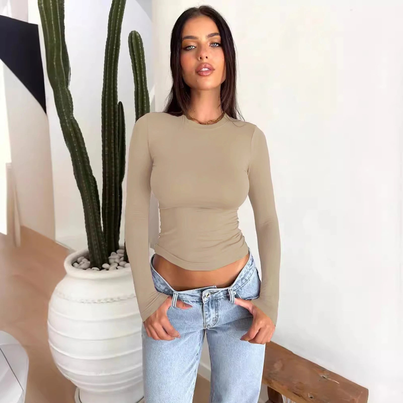 Long Sleeve T Shirt Women Autumn Winter Y2k Crop Top