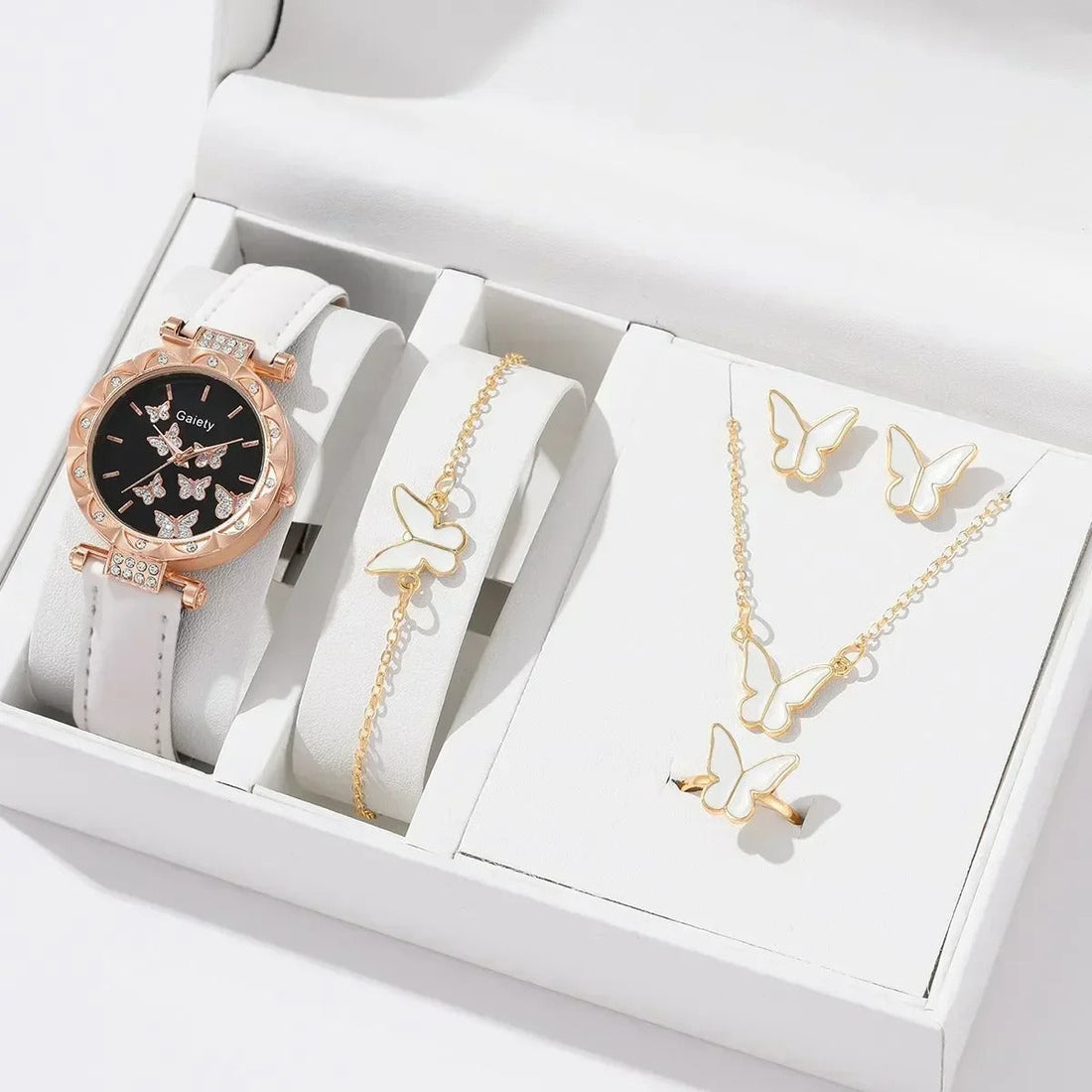 6/1pcs Set Women Watch Ring Necklace Earrings Bracelet Set
