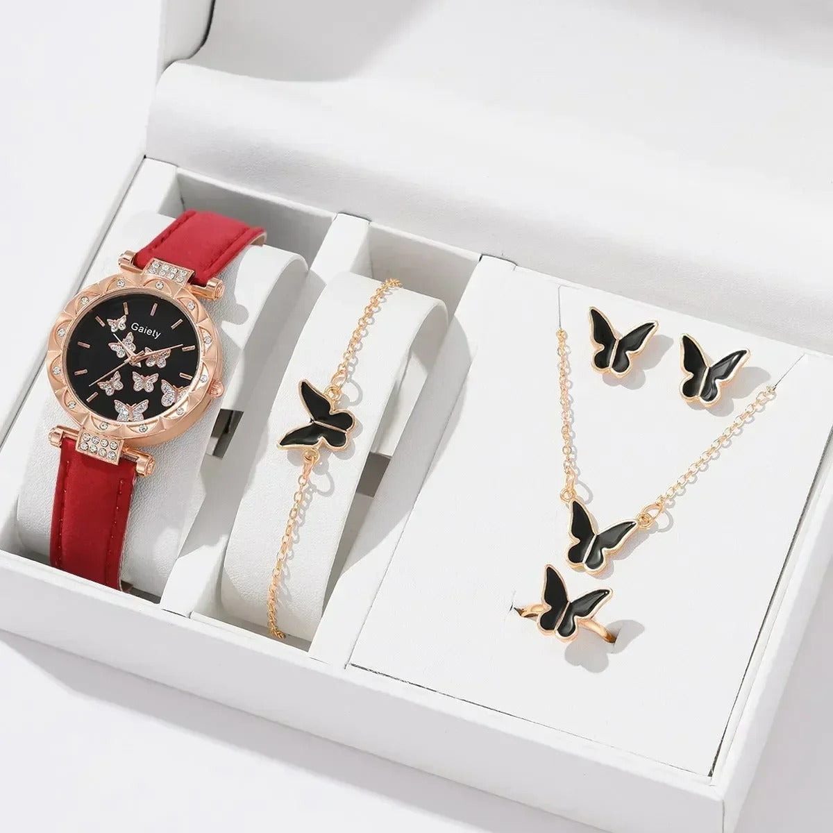 6/1pcs Set Women Watch Ring Necklace Earrings Bracelet Set