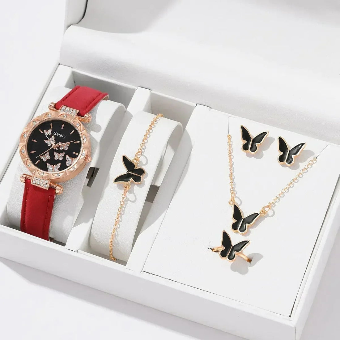 6/1pcs Set Women Watch Ring Necklace Earrings Bracelet Set