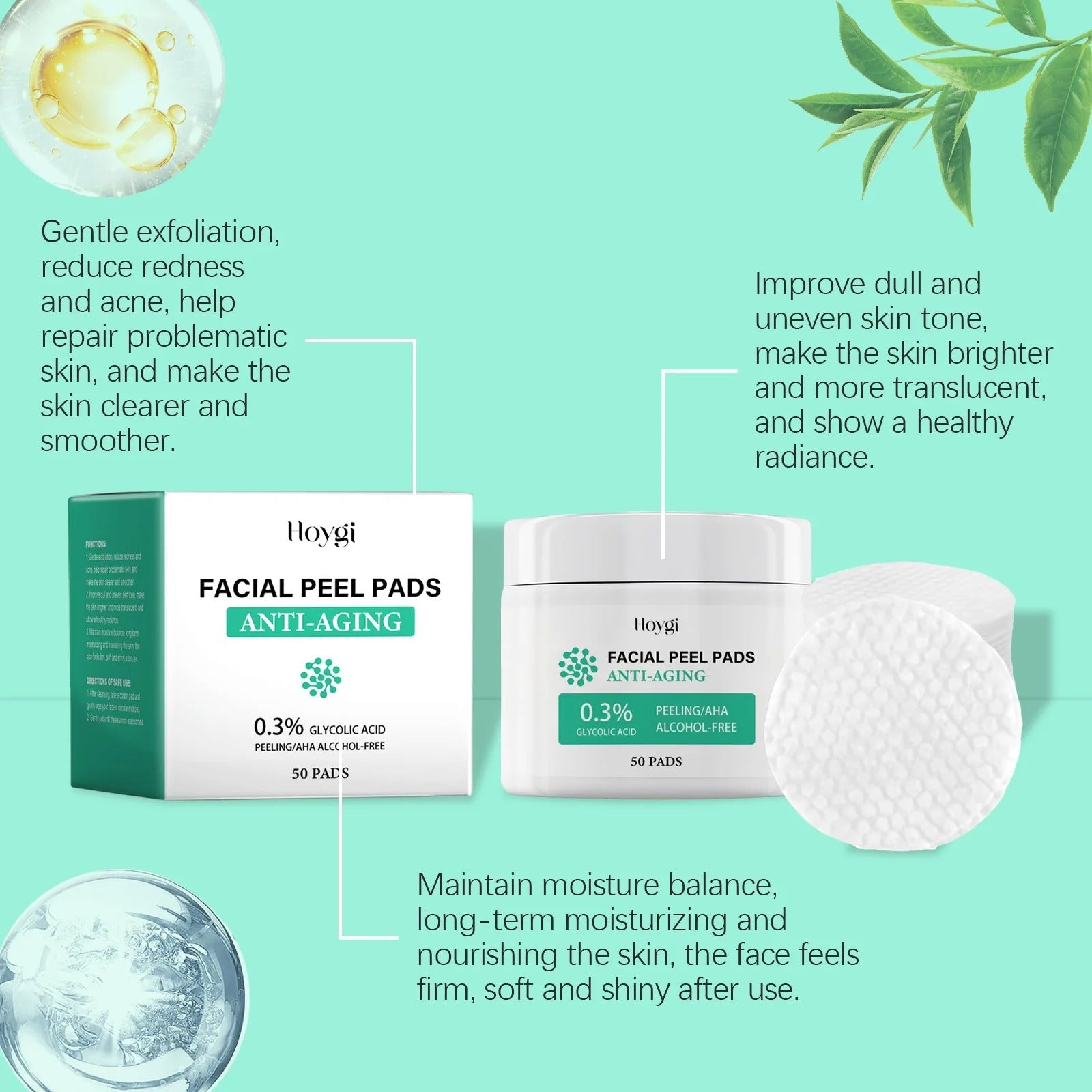 Glycolic Acid Cotton Pads Shrink Pores Blackhead Removal Oil