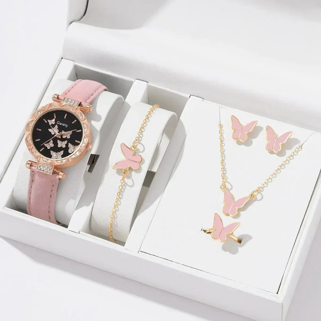 6/1pcs Set Women Watch Ring Necklace Earrings Bracelet Set
