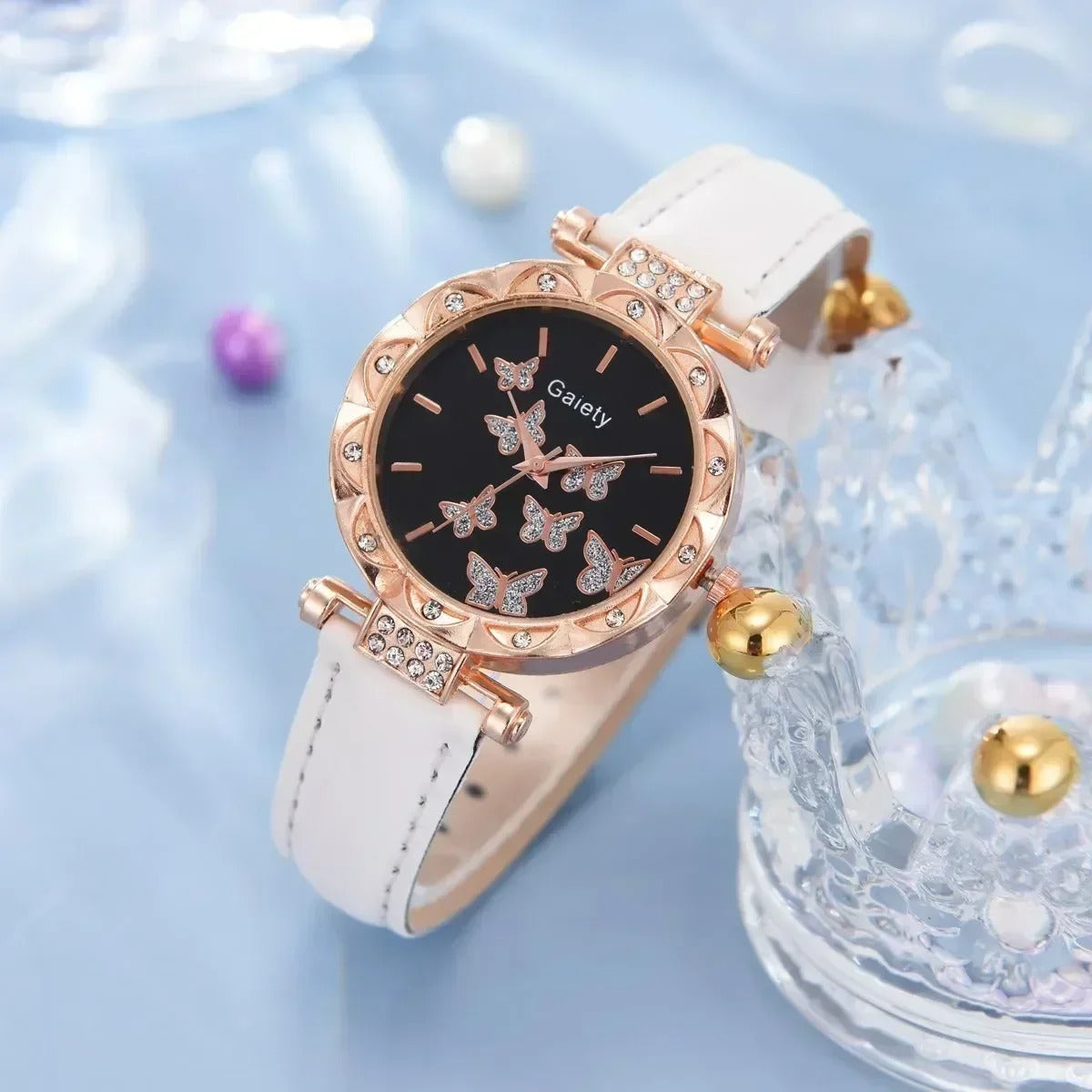 6/1pcs Set Women Watch Ring Necklace Earrings Bracelet Set