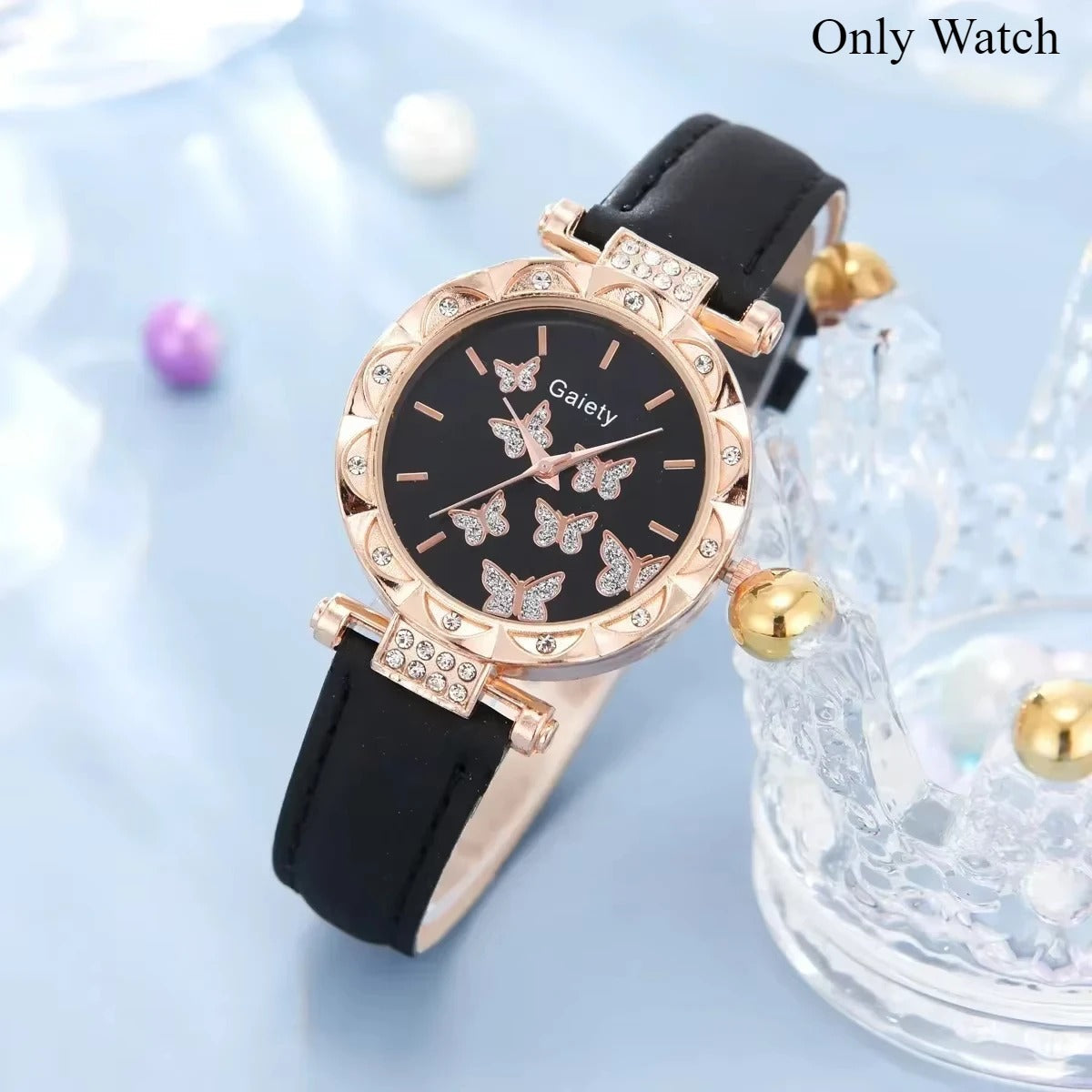 6/1pcs Set Women Watch Ring Necklace Earrings Bracelet Set