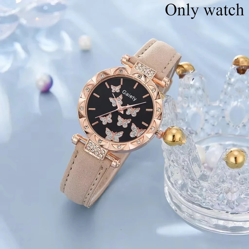 6/1pcs Set Women Watch Ring Necklace Earrings Bracelet Set